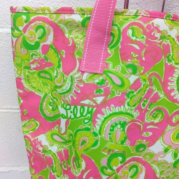 Lilly Pulitzer XL Pink/Green Insulated Collapsible Cooler Tote Bag - Picture 7 of 10
